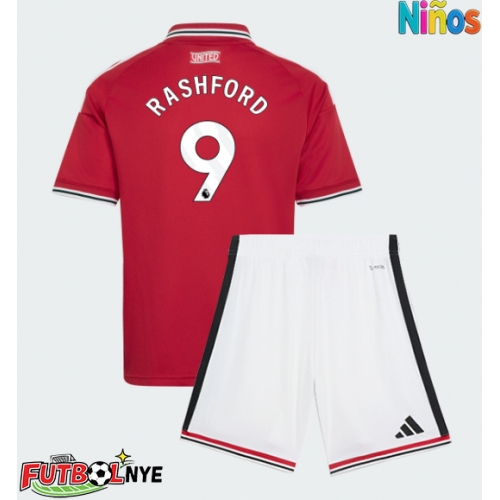 Camiseta Manchester United Marcus Rashford #9 Primera Equipación para niños 2026-27 manga corta (+ pantalones cortos)